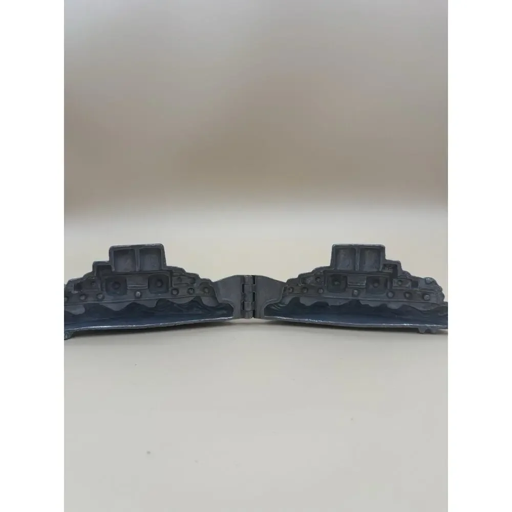 Antique Pewter Ice Cream or Chocolate Mold #513 Battleship or Streamship Vintage